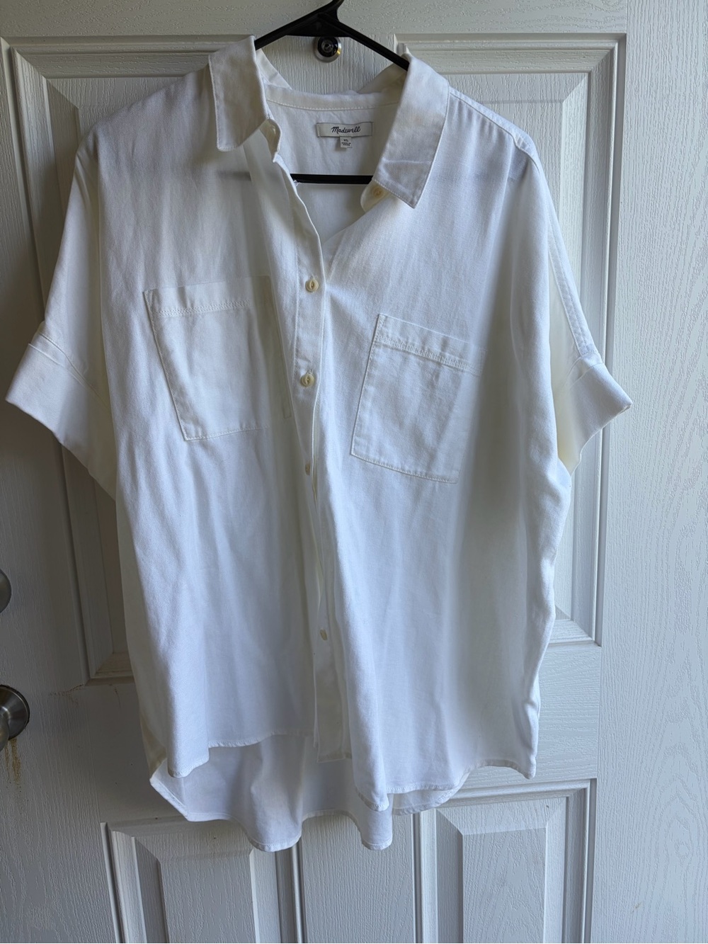 Madewell White Short Sleeve Button-Down Shirt